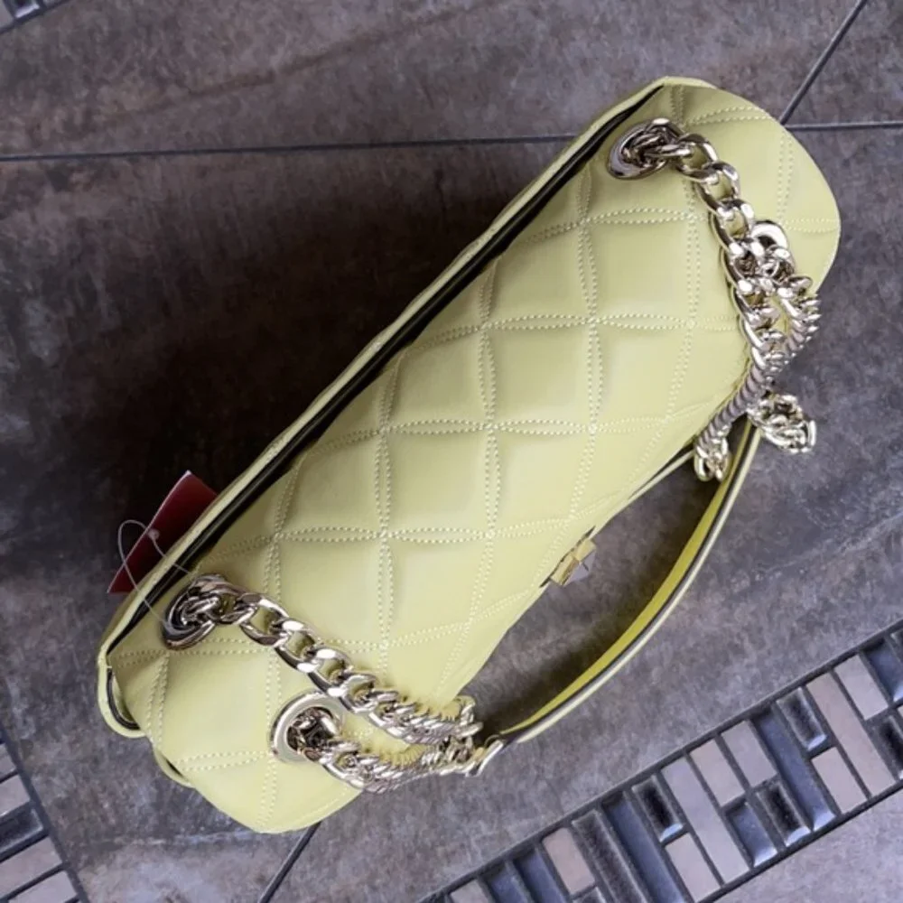 Kate Spade Natalia Smooth Leather Medium Flap Shoulder Bag Frosty Lime